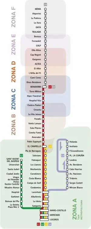 Mapa del metro de Alicante Gran resolucion