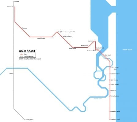 Gold Coast Light Rail Map Â© UrbanRail.Net