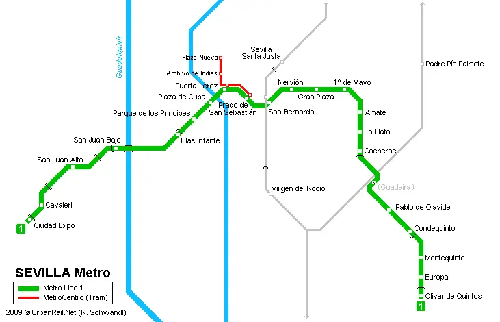 mapa del metro de Sevilla