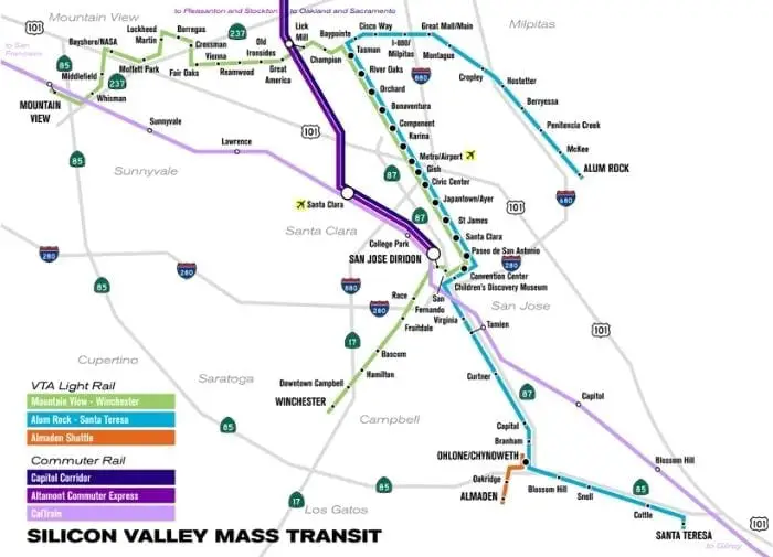 VTA light rail system map