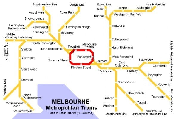 mapa del metro de Melbourne