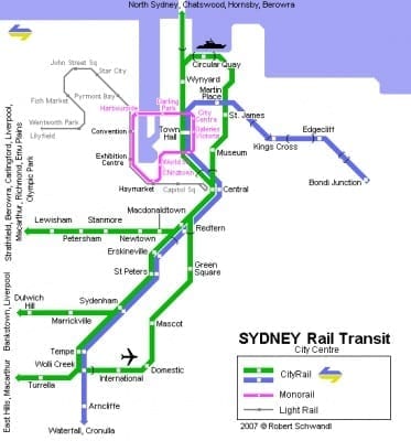 mapa del metro de SÃ­dney